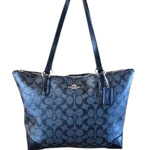Coach Black and Gray Monogram Tote EUC